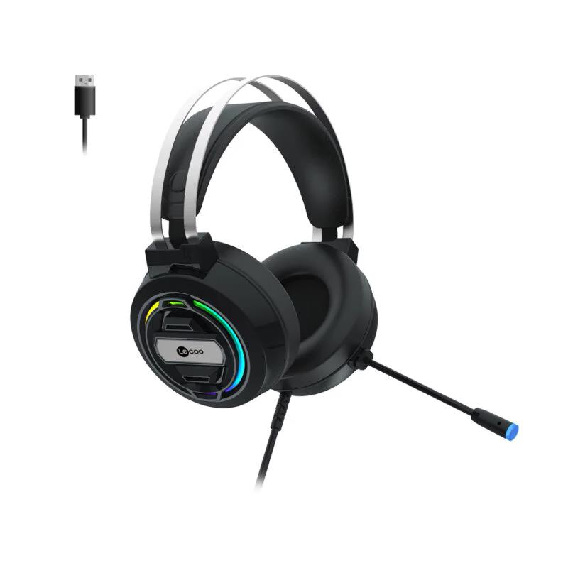 Lenovo Lecoo HT401 Kablolu USB2.0 RGB LED Aydınlatmalı Kulak Üstü Gaming Kulaklık Siyah