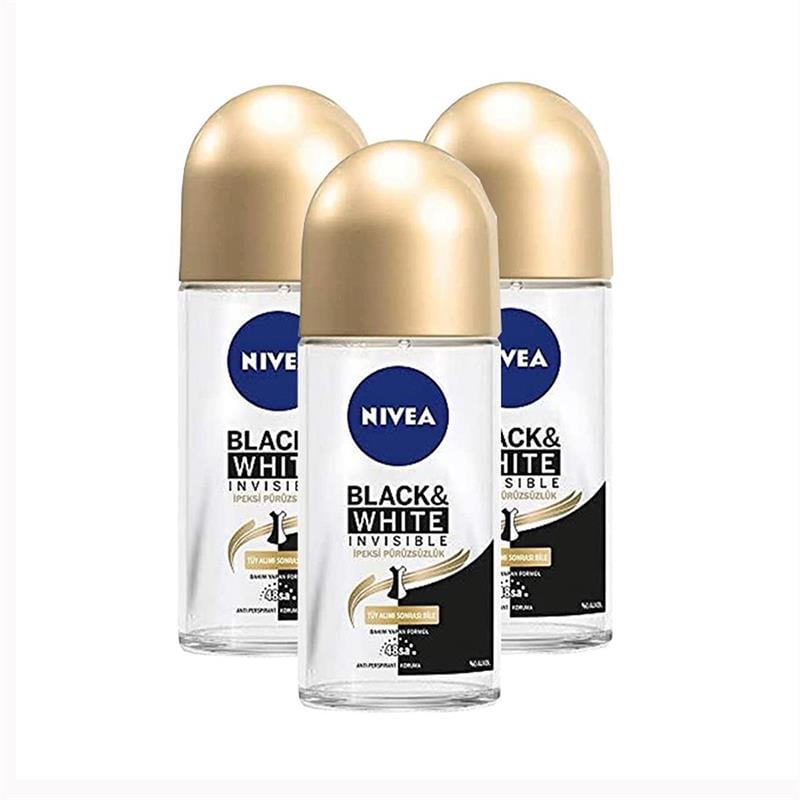 Nivea Invisible Black & White İpeksi Pürüzsüzlük Kadın Deodorant Roll-on 50 ml x 3 Adet