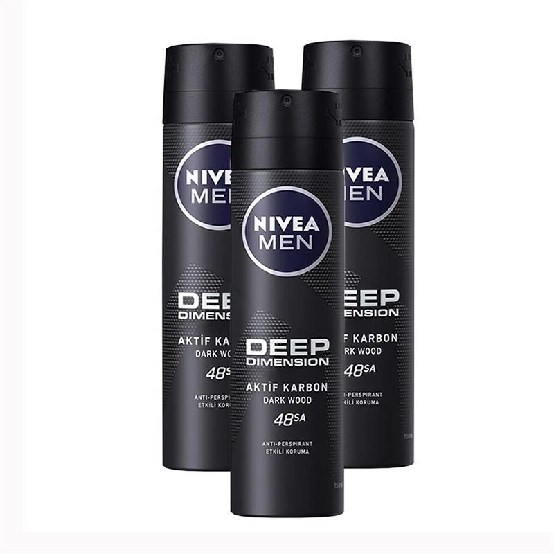 Nivea Men Deep Dimension Dark Wood Erkek Deodorant 150 ml x 3 Adet