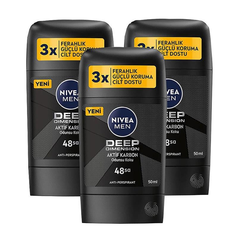 Nivea Men Deep Dimension Erkek Stick Deodorant 50 ml x 3 Adet