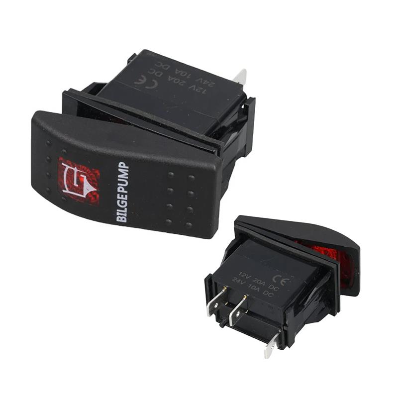 PowerMaster ﻿Sintine Pompa Sembollü Işıklı 3 Pinli On-Off 12-24V Marin Switch