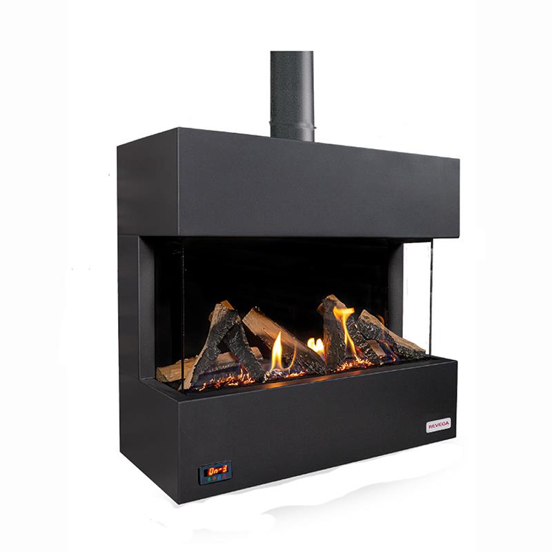 Revega H75UB Seramik Camlı Üstten Bacalı Hermetik Doğalgazlı Şömine 7 Kw