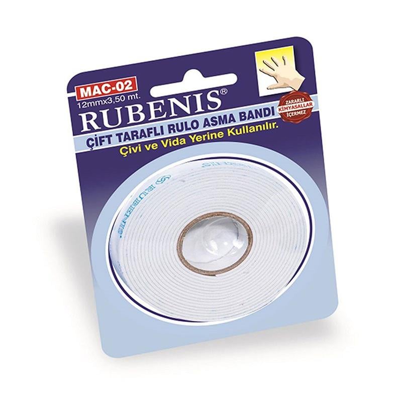 Rubenis Çift Taraflı Rulo Asma Taşıma Bandı 12 mm x 3,50 mt