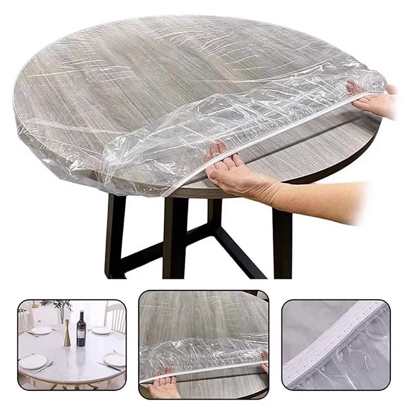 Sunup SN-24899 Pvc Şeffaf Yuvarlak Masa Örtüsü Su Geçirmez Alez Etkinlik Örtüsü 120 cm 10 Adet