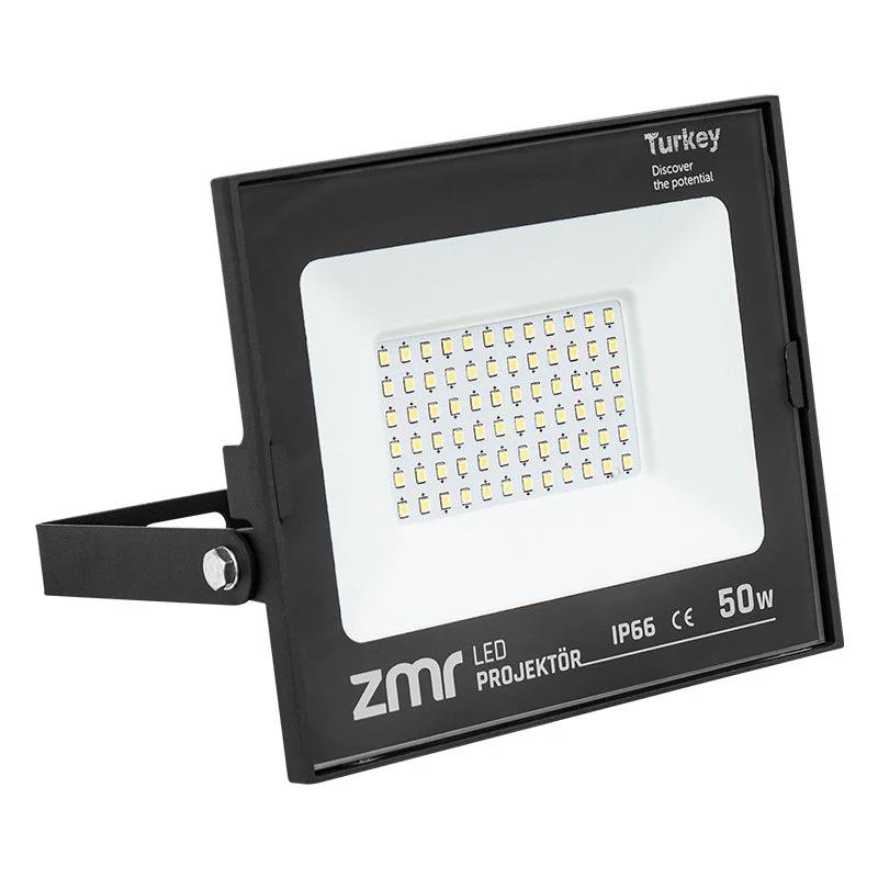 Zmr 50 Watt 6500K IP66 150 Derece 220 Volt Siyah Slim Kasa Led Projektör