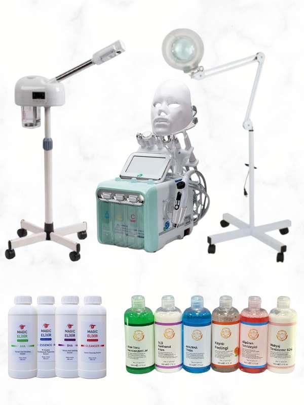 Cilt Bakım Seti Mezoterapili Hydrafacial+Loop+Buhar+Solüsyon Set+Kabin Boy Cilt Bakım Ürünleri