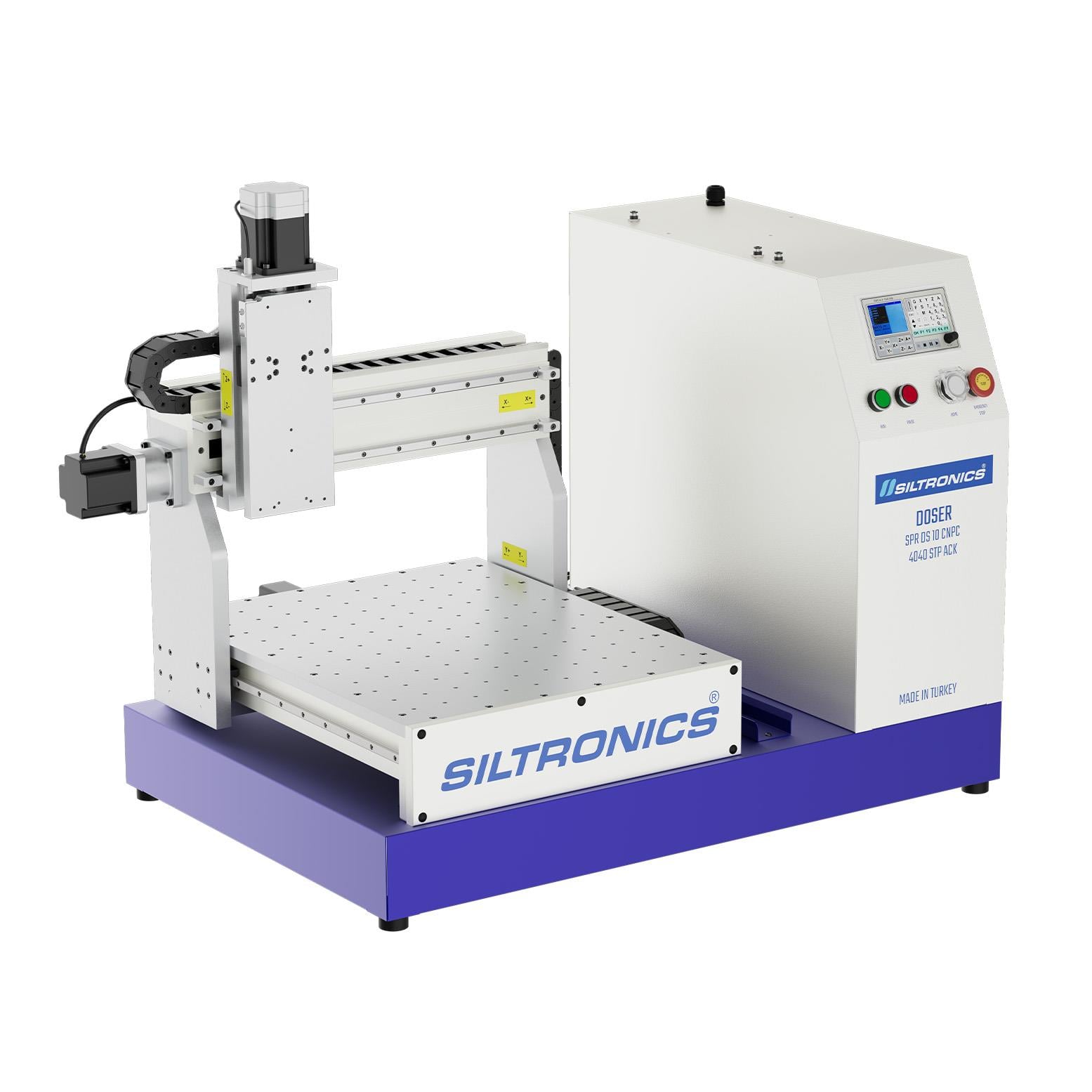 SILTRONICS “DOSER”  CNC DOZAJLAMA  MAKİNASI - MASA ÜSTÜ - 400 X 400 STEP MOTOR-AÇIK KABİN - ALÜMİNYUM GÖVDELİ