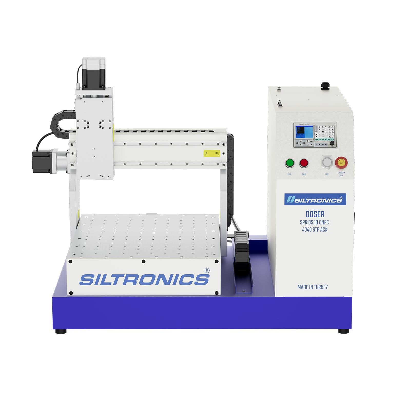 SILTRONICS “DOSER”  CNC DOZAJLAMA  MAKİNASI - MASA ÜSTÜ - 400 X 400 STEP MOTOR-AÇIK KABİN - ALÜMİNYUM GÖVDELİ