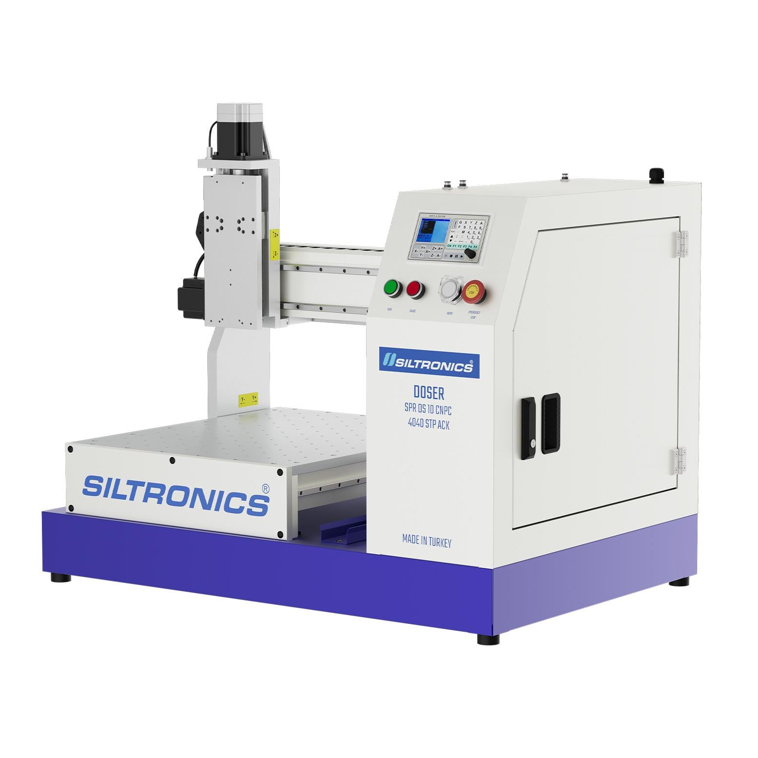 SILTRONICS “DOSER”  CNC DOZAJLAMA  MAKİNASI - MASA ÜSTÜ - 400 X 400 STEP MOTOR-AÇIK KABİN - ALÜMİNYUM GÖVDELİ