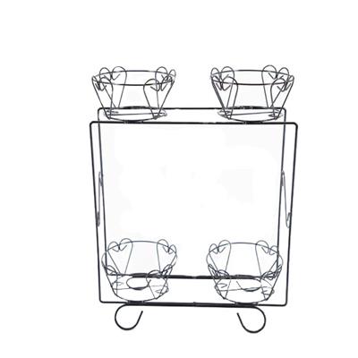 4lü Ferforje Kare Çiçeklik