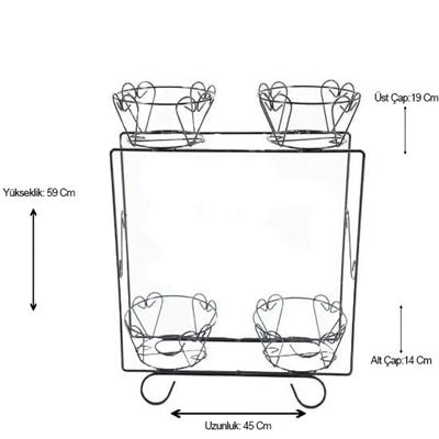 4lü Ferforje Kare Çiçeklik