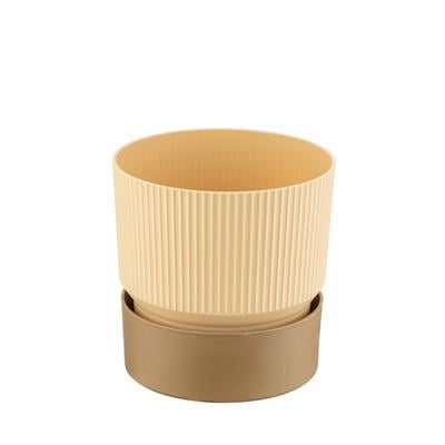 Poliwork Ixora Saksı Tabaklı 2 Lt - Çizgi Desenli 150*150 Mm