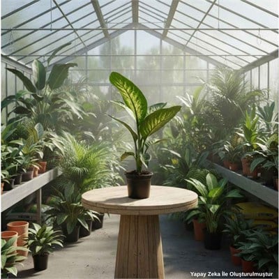Difenbahya (Dieffenbachia Tropic Snow) Bitkisi - Çap 17 Cm - Boy 40-60 Cm Yeşil
