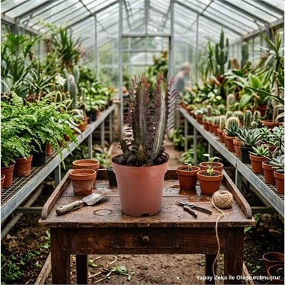 Euphorbia Trigona Rubra (Süt Ağacı Kaktüs) Yeşil