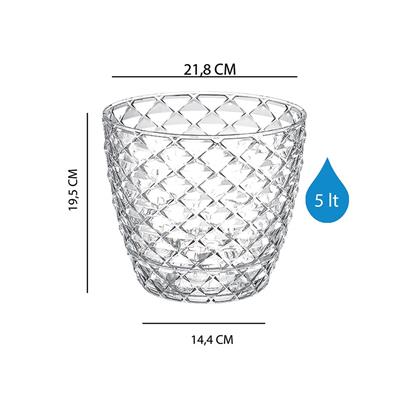 Serinova Kapadokya Kristal Desenli Orkide Saksı 5 Lt Şeffaf