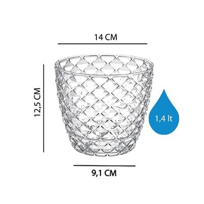 Serinova Kapadokya Kristal Desenli Orkide Saksı 1.4 Lt Şeffaf