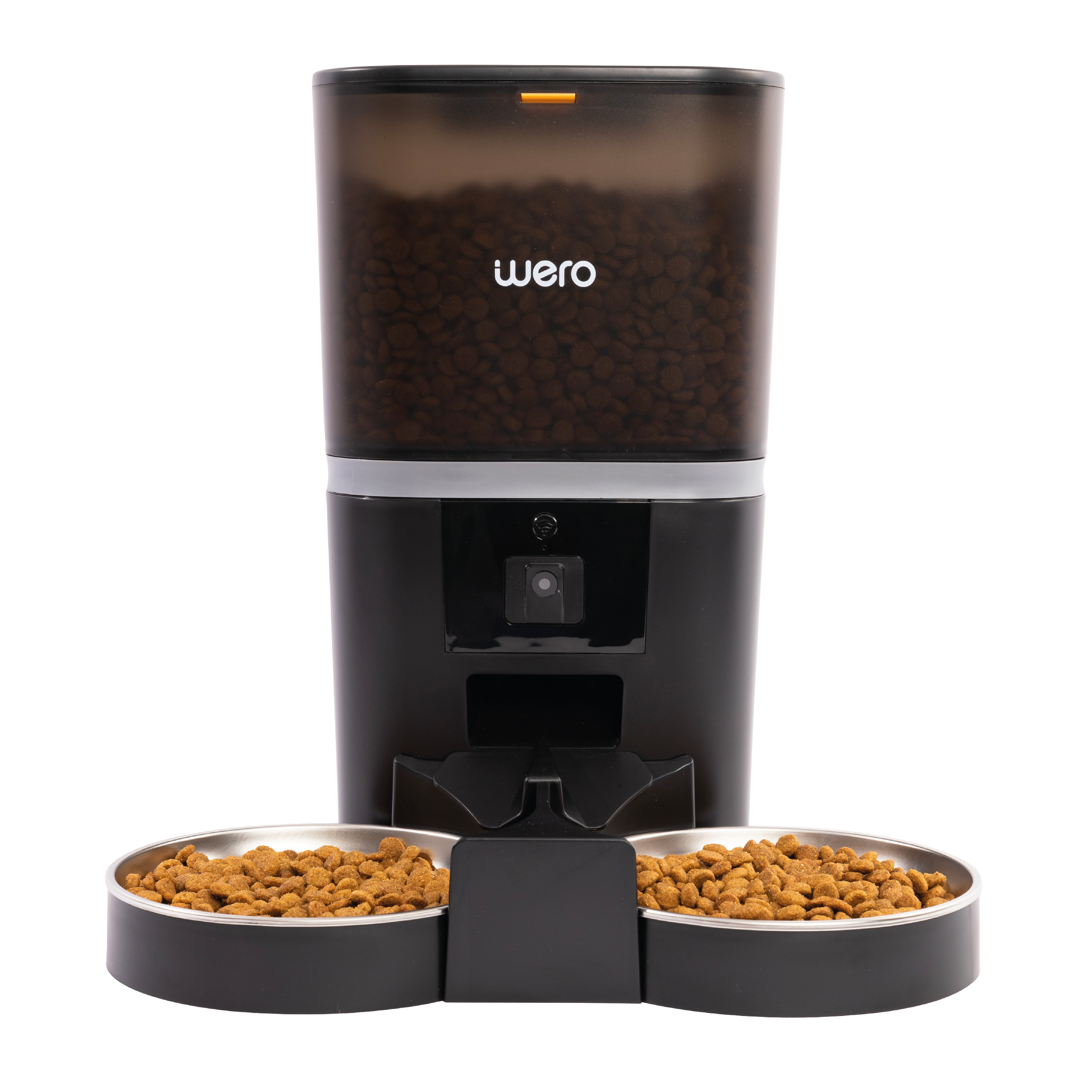 Wero 480P Ayarlanabilir Kamera, 6 Lt, WiFi Kontrol Kedi / Köpek Besleyici, Çift Paslanmaz Kase – Siyah