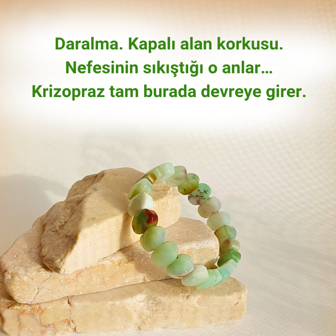 Krizopraz Bileklik – Anksiyete, Klostrofobi, Öfke ve Duygusal Toksin Temizleyici Dönüşüm Taşı