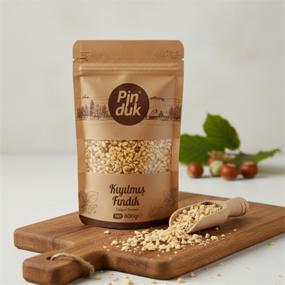 Kavrulmuş Kıyılmış Fındık 400 gr Kraft Paket