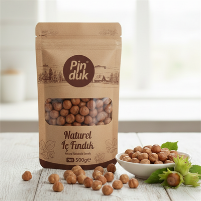 Naturel Çiğ İç Fındık 500 gr Kraft Paket