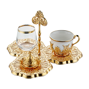 AYVALI TEK KİŞİLİK KAHVE SUNUM SETİ GOLD