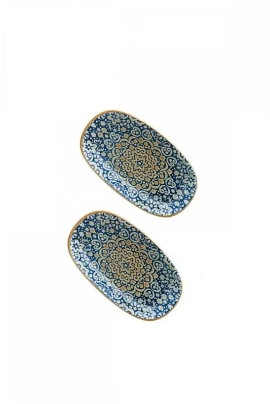 Bonna Porselen Alhambra Serisi 6lı Oval Kayık Kahvaltı Tabağı Seti 15*8,5 cm