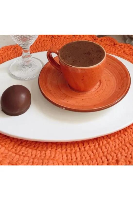 Bonna Porselen Aura Terracotta Serisi 12 parça 80 cc Kahve Fincanı Takımı