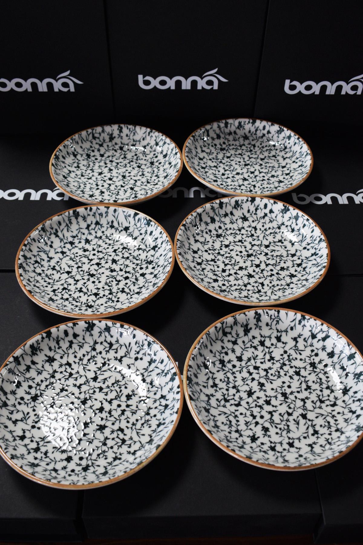 Bonna Porselen Calif Serisi 6 lı 20 Cm Çukur Yemek Tabağı
