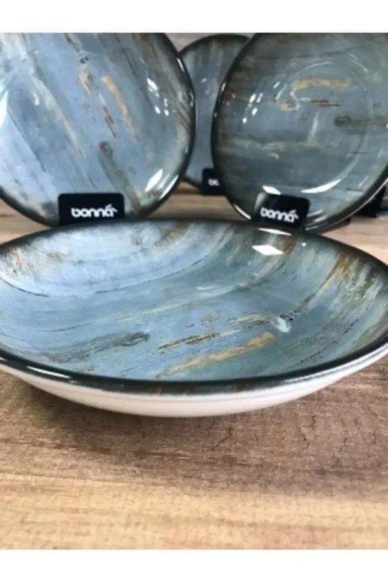 Bonna Porselen Madera Serisi 6lı 20 Cm Çukur Yemek Tabağı