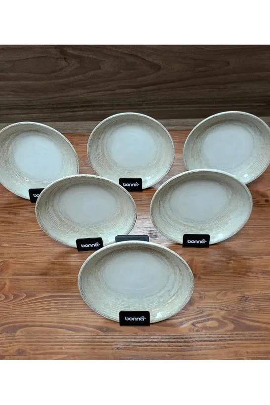 Bonna Porselen Patera Seri 6lı 20 Cm Çukur Yemek Tabağı