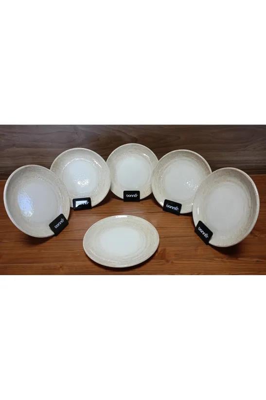 Bonna Porselen Patera Serisi 6lı 19 Cm Düz Tatlı & Pasta Tabağı