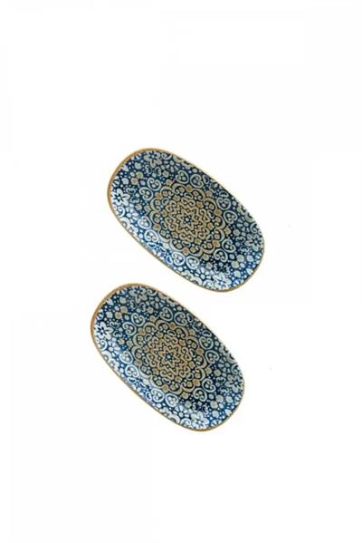 Bonna Porselen Alhambra Serisi 6lı Oval Kayık Kahvaltı Tabağı Seti 15*8,5 cm