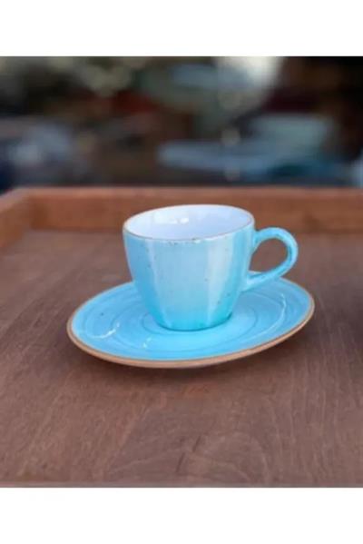 Bonna Porselen Aura Aqua Serisi 12 Parça 80 cc Kahve Fincanı Takımı