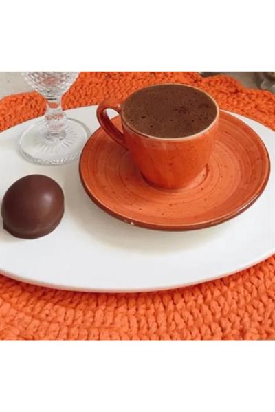 Bonna Porselen Aura Terracotta Serisi 12 parça 80 cc Kahve Fincanı Takımı