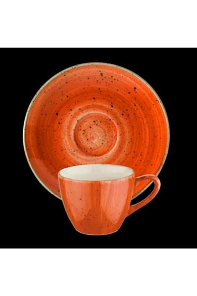 Bonna Porselen Aura Terracotta Serisi 12 parça 80 cc Kahve Fincanı Takımı