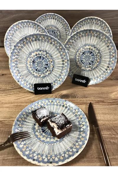 Bonna Porselen Luca Mosaik Serisi 6lı 19 Cm Düz  Tatlı Tabağı