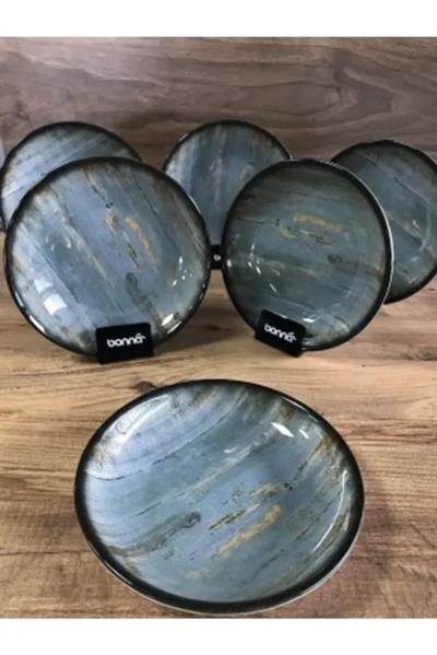 Bonna Porselen Madera Serisi 6lı 20 Cm Çukur Yemek Tabağı