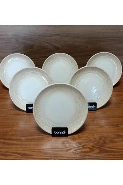 Bonna Porselen Patera Serisi 6lı 19 Cm Düz Tatlı & Pasta Tabağı