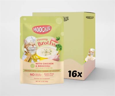 Moochie Çorba Kedi Ödülü Tavuk - Brokoli 16x40 GrKedi ÖdülleriMoochie