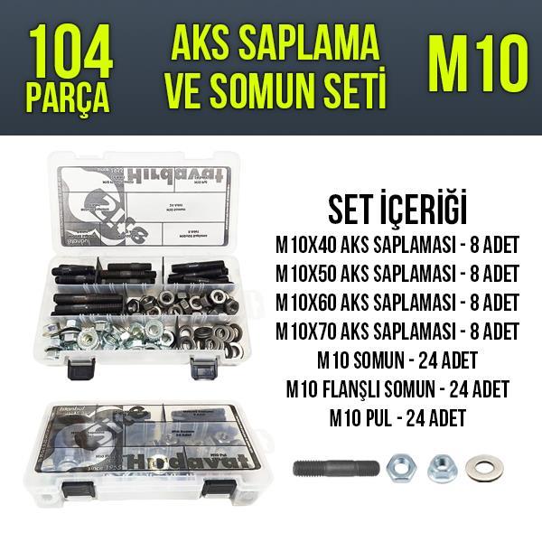 104 Parça M10 Saplama ve Somun Seti