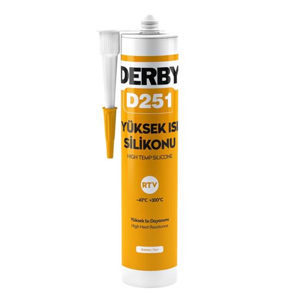 Derby D251 RTV Isı Silikonu 300°c Kırmızı - 280ml - 30 Adet - 1 Koli