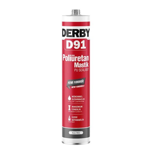 Derby D91 PU Mastik Plastik Kartuş Gri - 280ml - 25 Adet - 1 Koli