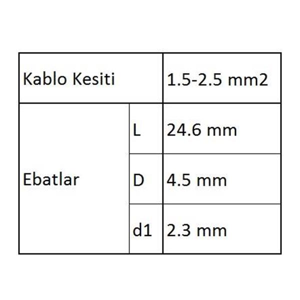 GBY252 Ek Muf İzoleli Kablo Ucu 20 Adet