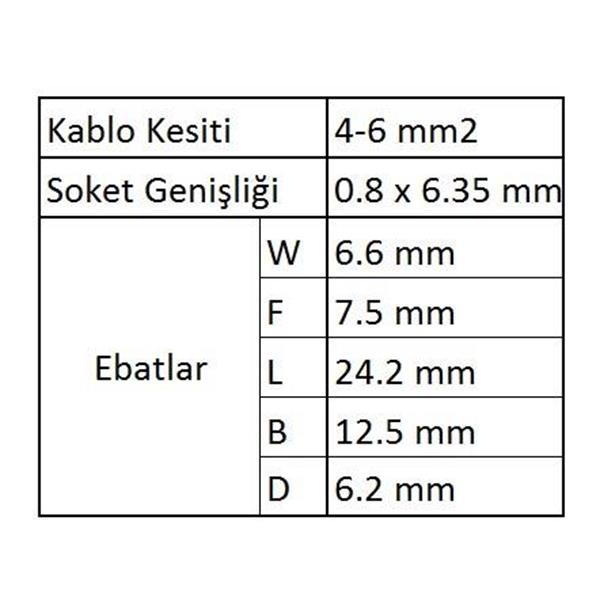 GFFD5638 Tam İzoleli Dişi Faston Kablo Ucu 20 Adet