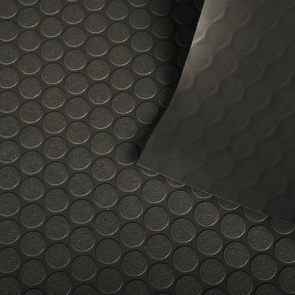 PVC Yer Döşemesi Siyah Para Puan Desenli 1.1x16 metre (1 metre fiyatı) 2mm