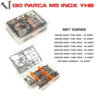 130 Parça M5 İnox YHB Vida Somun ve Pul Seti