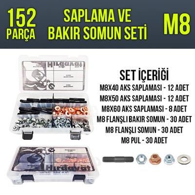 152 Parça M8 Saplama ve Bakır Somun Seti