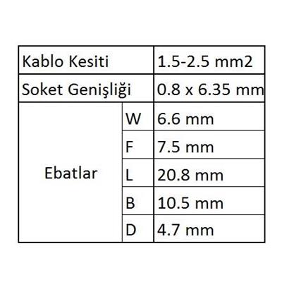 GFD2638 Dişi Faston İzoleli Kablo Ucu 40 Adet