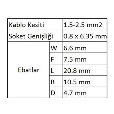 GFD2638 Dişi Faston İzoleli Kablo Ucu 20 Adet