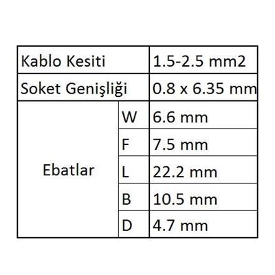 GFFD2638 Tam İzoleli Dişi Faston Kablo Ucu 40 Adet